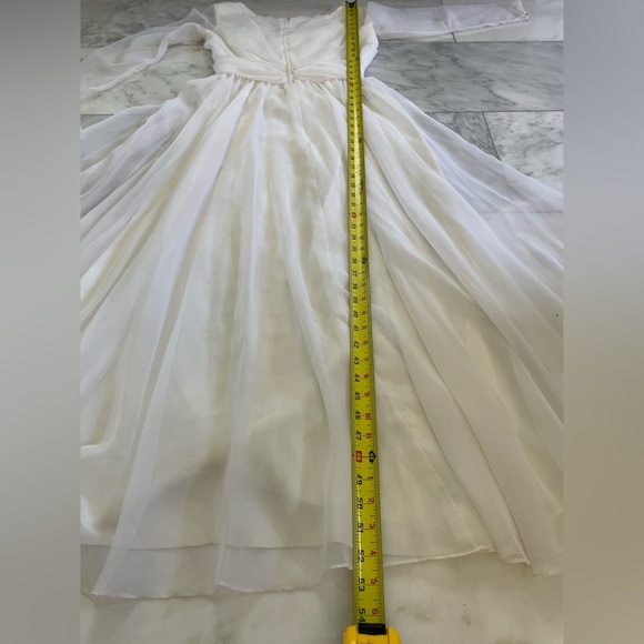 Vintage Emma Domb Wedding Dress white sheer sleeves & skirt absolutely beautiful - Picture 16 of 16